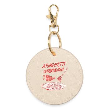 Spaghetti Carbonara Recipe - Round Keyring - oyster - Front