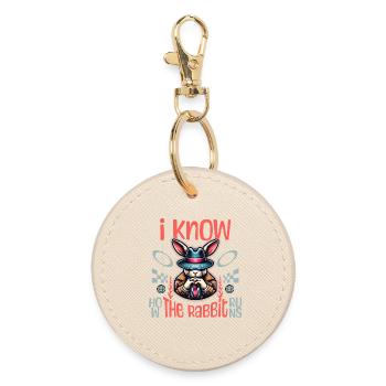 I Know How The Rabbit Runs Denglish - Round Keyring - oyster - Front