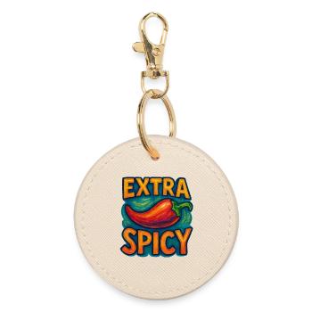 Extra Spicy Chili Pop Art - Round Keyring - oyster - Front