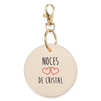 Crystal Wedding 15 Years of Marriage - Round Keyring - oyster - Front