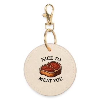 Nice to Meat You – Steak Spruch - Runder Schlüsselanhänger - Auster - Vorne