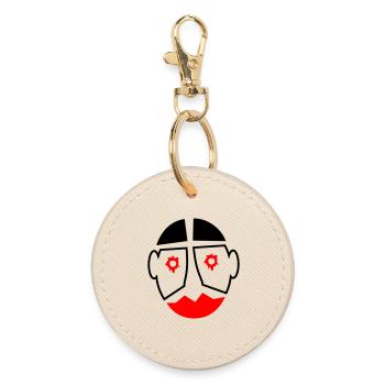 Halloween Carnival Clown Mask Motif - Round Keyring - oyster - Front