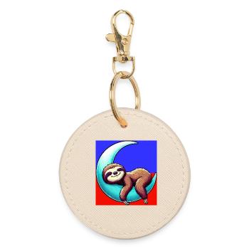 La paresse dort sur la Lune - Porte-clés rond - huître - Devant