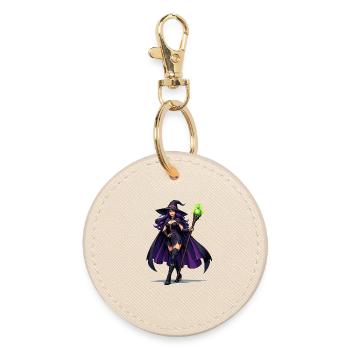 Sorcellerie violette avec bâton - Porte-clés rond - huître - Devant