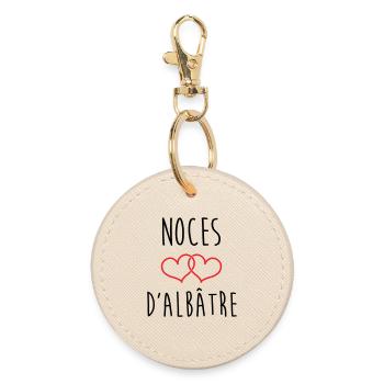 Alabaster Wedding 75 Years of Marriage - Round Keyring - oyster - Front