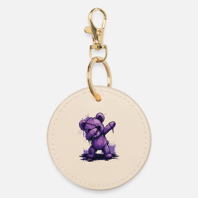 Zombie Teddy Dab - Round Keyring - oyster