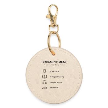 Dopamine Menu ADHD – Aesthetic Self Care Guide - Round Keyring - oyster - Front