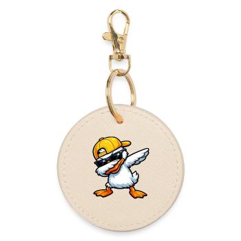 Dabbing Duck - Round Keyring - oyster - Front