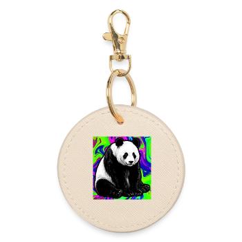 Panda - Runder Schlüsselanhänger - Auster - Vorne