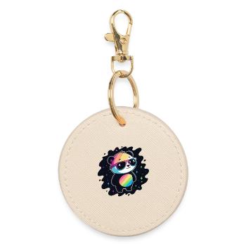 Panda arc-en-ciel galaxie lunettes cool - Porte-clés rond - huître - Devant