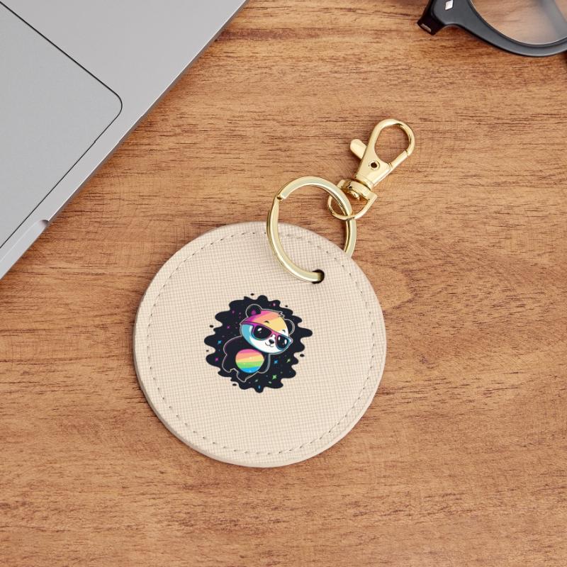 Panda Rainbow Galaxy Coole Brillen Runder Schlüsselanhänger