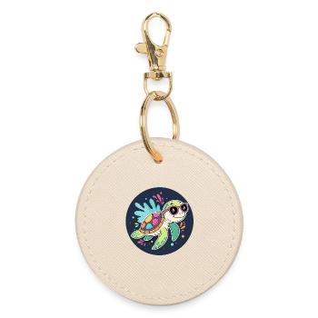 Solar Tropical Turtle - Round Keyring - oyster - Front