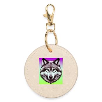 Wolf - Round Keyring - oyster - Front