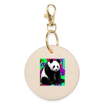 Panda - Runder Schlüsselanhänger - Auster - Vorne
