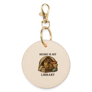 Zuhause ist meine Bibliothek - Runder Schlüsselanhänger - Auster - Vorne