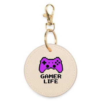 Knalliger Gamer Life Controller - Runder Schlüsselanhänger - Auster - Vorne