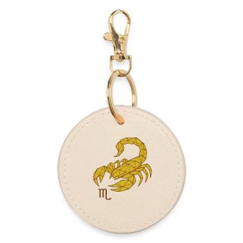 Geometric Gold Scorpio -Scorpio - Round Keyring - oyster - Front