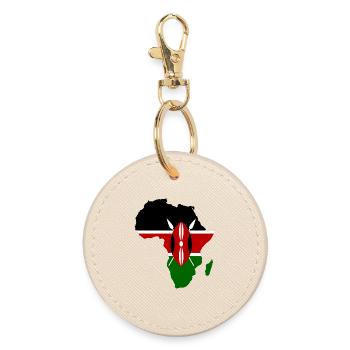 Kenia_Flagge_Afrika_used - Round Keyring - oyster - Front