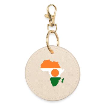 Niger_Flagge_Afrika - Round Keyring - oyster - Front
