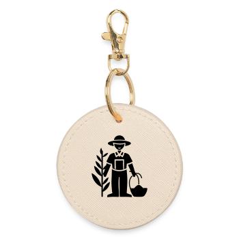 Farmer Bauer - Runder Schlüsselanhänger - Auster - Vorne