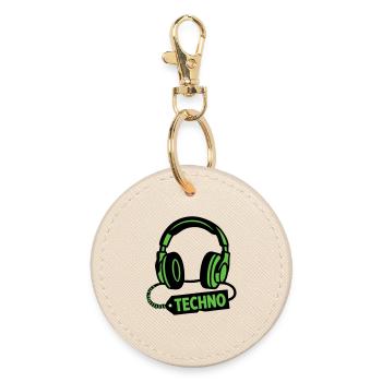 DJ Headphones Producteur du festival techno rave - Porte-clés rond - huître - Devant