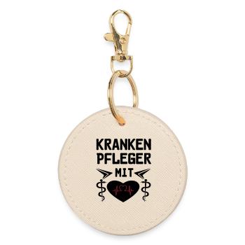 Krankenpfleger mit Herz Geschenk - Runder Schlüsselanhänger - Auster - Vorne