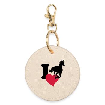 I love horses - J'adore les chevaux - Porte-clés rond - huître - Devant
