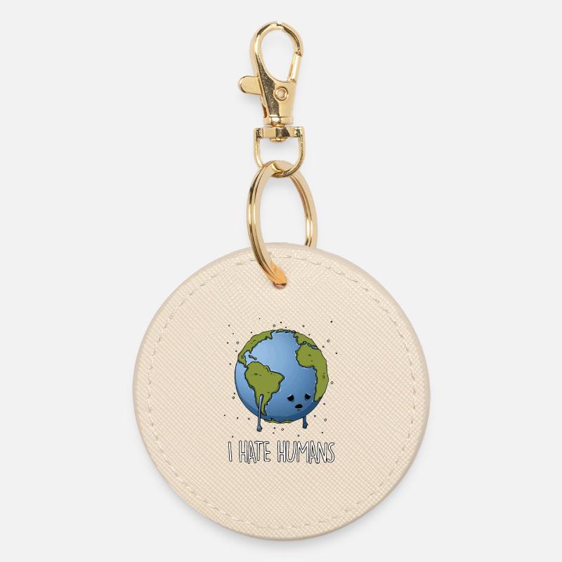 Hate humans - Round Keyring - oyster