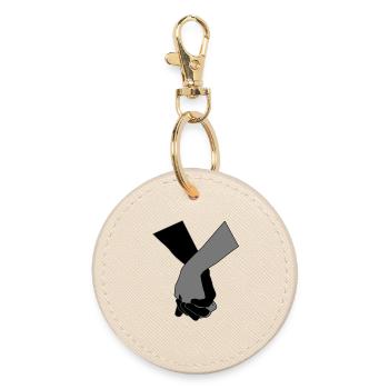 Holding Hands - Round Keyring - oyster - Front