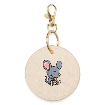 Mouse with cheese - Round Keyring - oyster - Front