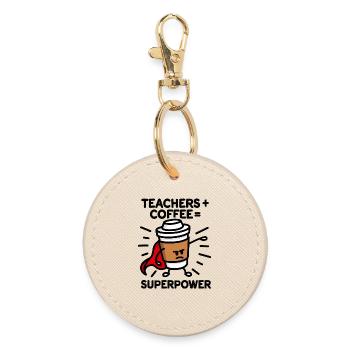 Teachers + coffee = superpower (superhero) light - Runder Schlüsselanhänger - Auster - Vorne