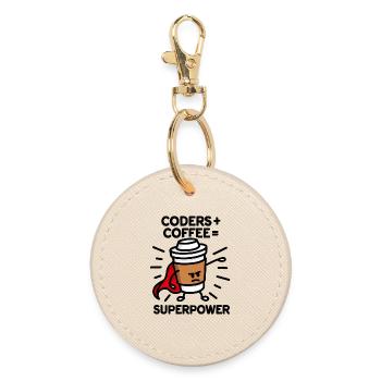 Coders + coffee = superpower (superhero) light - Runder Schlüsselanhänger - Auster - Vorne