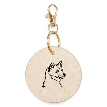 Shiba Kopf - Runder Schlüsselanhänger - Auster - Vorne
