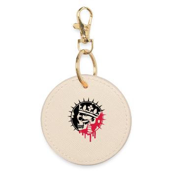 Skull with Crown Graffiti Patch - Round Keyring - oyster - Front
