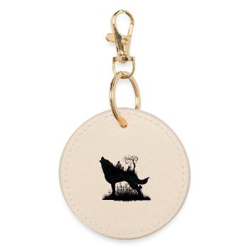 Awesome wolf with fairy at night - Round Keyring - oyster - Front