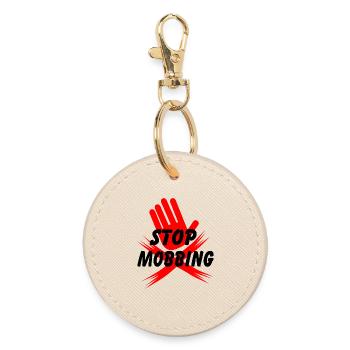 Stop mobbing hand - Round Keyring - oyster - Front