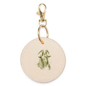 goat (green) - Round Keyring - oyster - Front