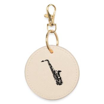 Saxophone - Music - Orchestra - Music is life - Round Keyring - oyster - Front