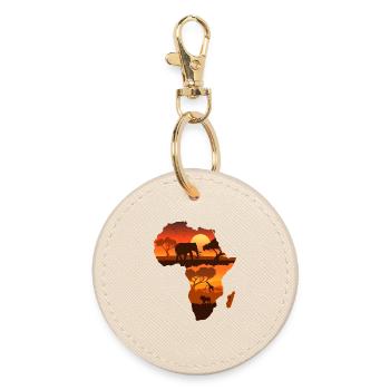 African Safari Map - Round Keyring - oyster - Front