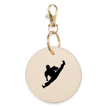 Jumpkick geri kick karaté ou teakwondo - Porte-clés rond - huître - Devant
