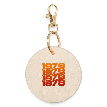 1978 vintage year of birth - Round Keyring - oyster - Front