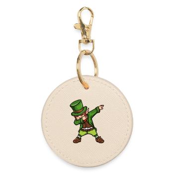 Dancing Leprechaun St. Patrick's Day Irish - Round Keyring - oyster - Front