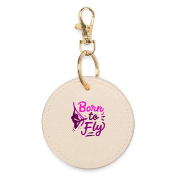 Aerial Yoga Born To Fly Pour voler Naissance Tissu - Porte-clés rond - huître - Devant