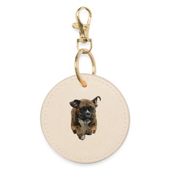 Dog Boxer dog Great Dane Bulldog dog head BOXER - Round Keyring - oyster - Front