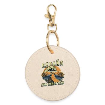 San Sebastian Spain beach design - Round Keyring - oyster - Front