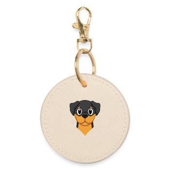 Race de chien Rottweiler - Porte-clés rond - huître - Devant