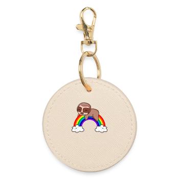 Rainbow Sloth - Round Keyring - oyster - Front