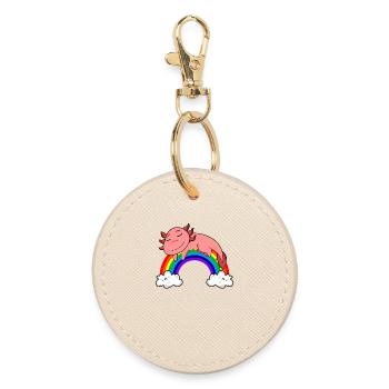 Rainbow Axolotl - Round Keyring - oyster - Front