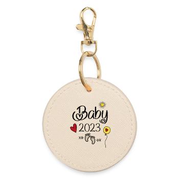 Baby 2023 - Runder Schlüsselanhänger - Auster - Vorne