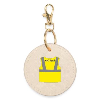 Yellow vest - Round Keyring - oyster - Front